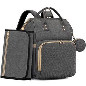 Baby Diaper Bag Backpack with Changing Pad, Pacifier Case - Gray Diaper Bags